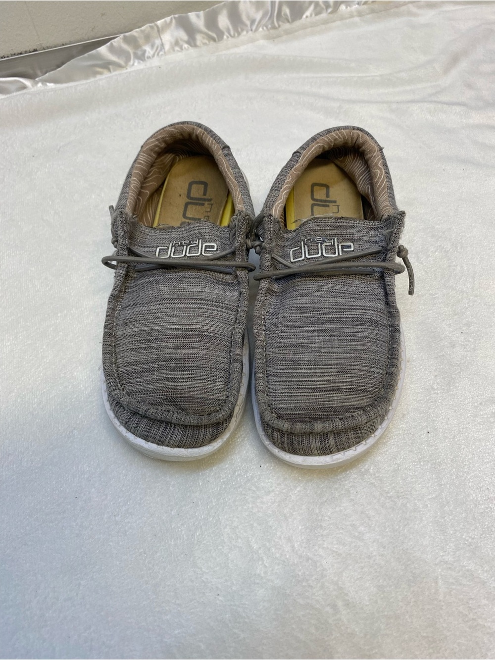 Hey Dude WALLY YOUTH Stone Linen Round Toe Slip On Casual Shoes little boys 13